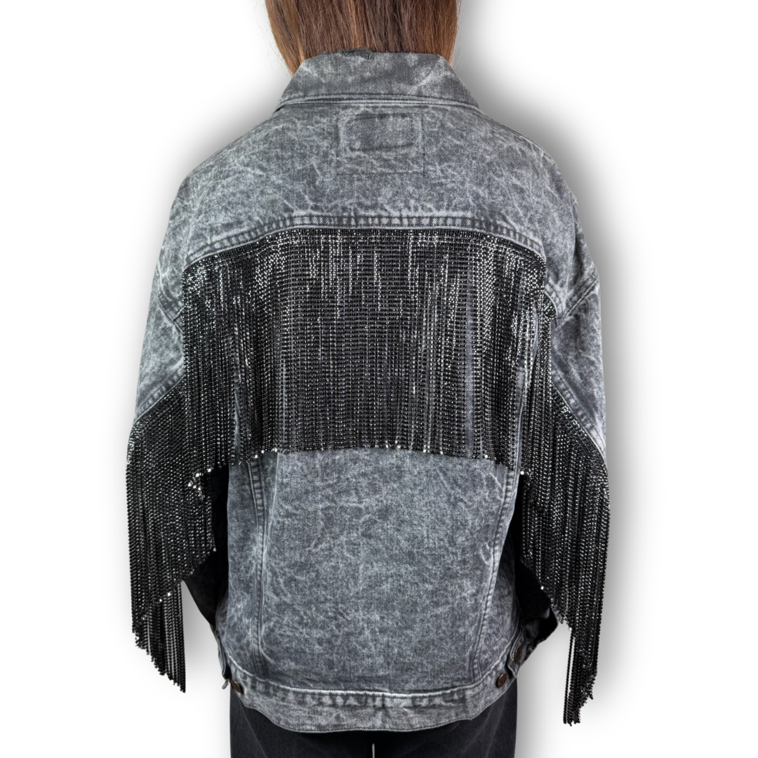 Daniel Diamond vintage black trucker rhinestone jacket