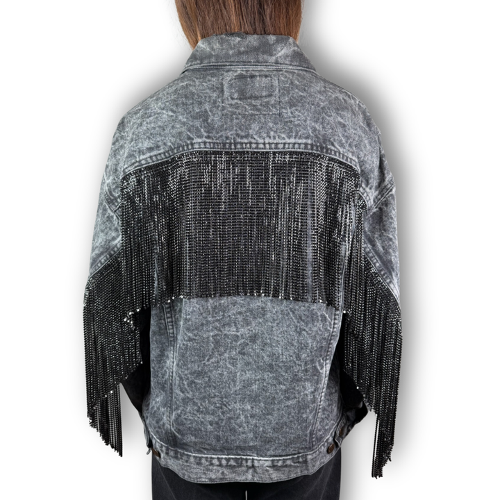 Daniel Diamond vintage black trucker rhinestone jacket