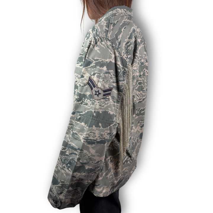 VINTAGE RHINESTONE FRINGE MILITARY JACKET