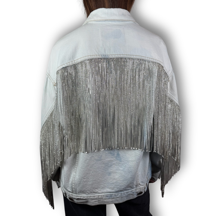 Daniel Diamond vintage light blue trucker rhinestone jacket