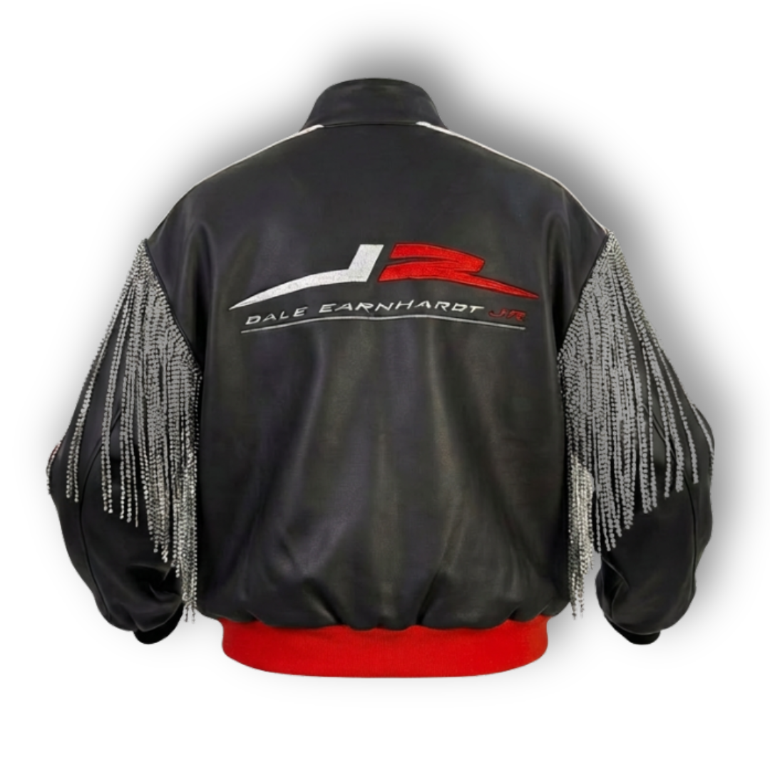 VINTAGE RHINESTONE FRINGE LEATHER JACKET