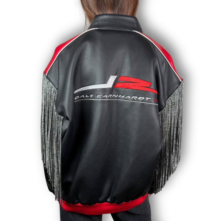 VINTAGE RHINESTONE FRINGE LEATHER JACKET