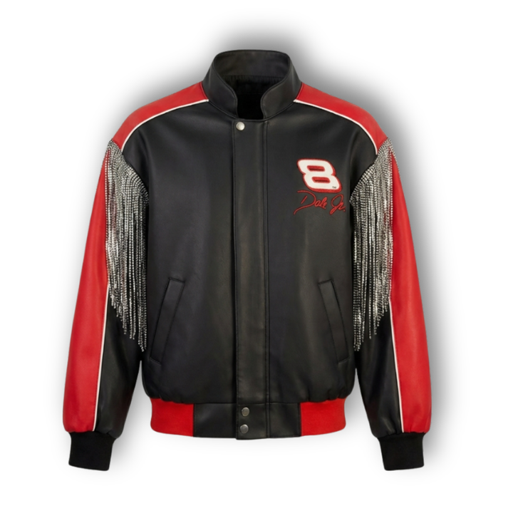 VINTAGE RHINESTONE FRINGE LEATHER JACKET