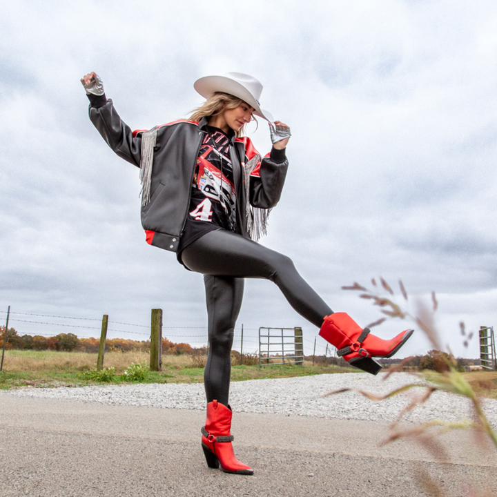 VINTAGE RHINESTONE FRINGE LEATHER JACKET