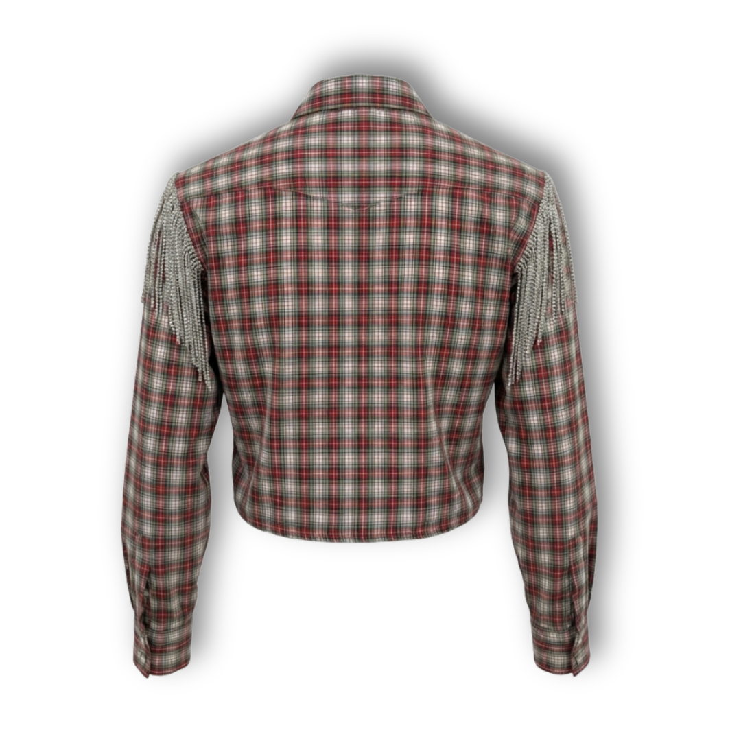 VINTAGE RHINESTONE FRINGE TIE TOP