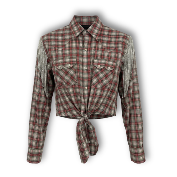 VINTAGE RHINESTONE FRINGE TIE TOP