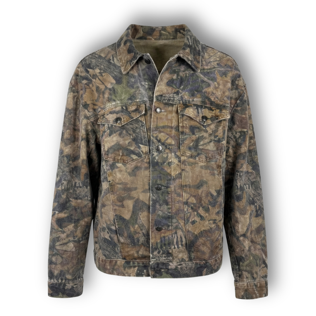 VINTAGE CAMO RHINESTONE FRINGE JACKET