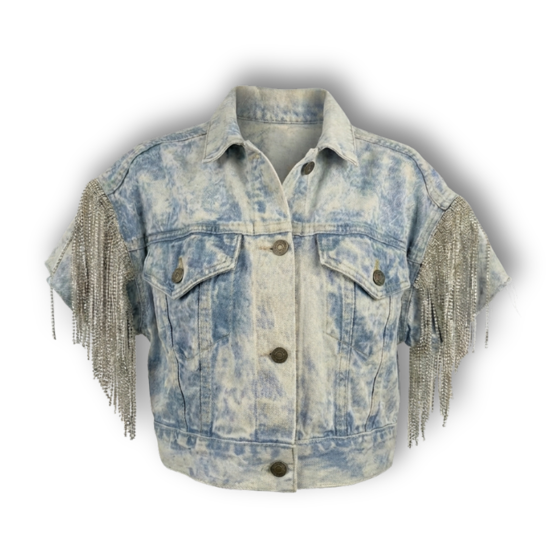 VINTAGE RHINESTONE FRINGE VEST
