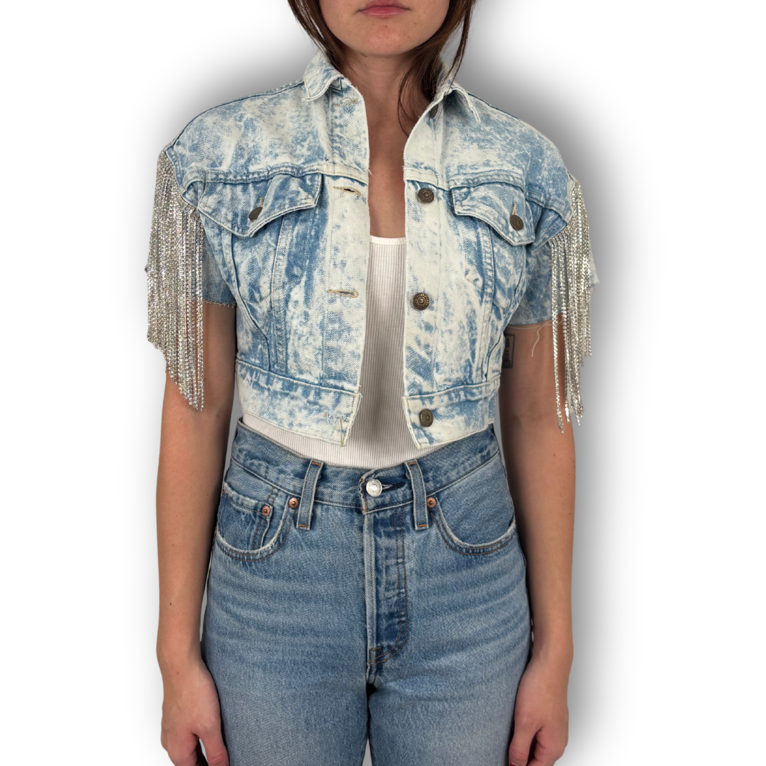VINTAGE RHINESTONE FRINGE VEST