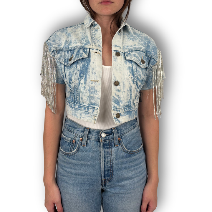 VINTAGE RHINESTONE FRINGE VEST