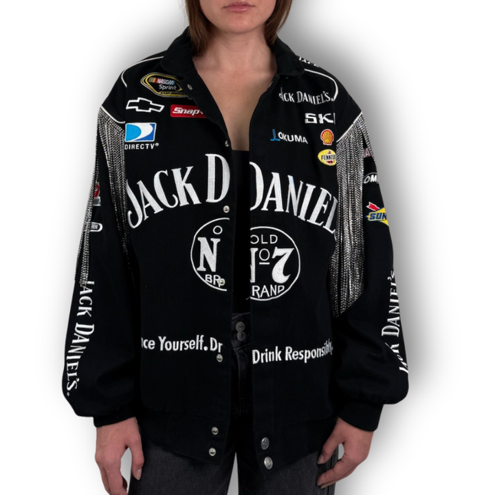VINTAGE RHINESTONE FRINGE RACING JACKET