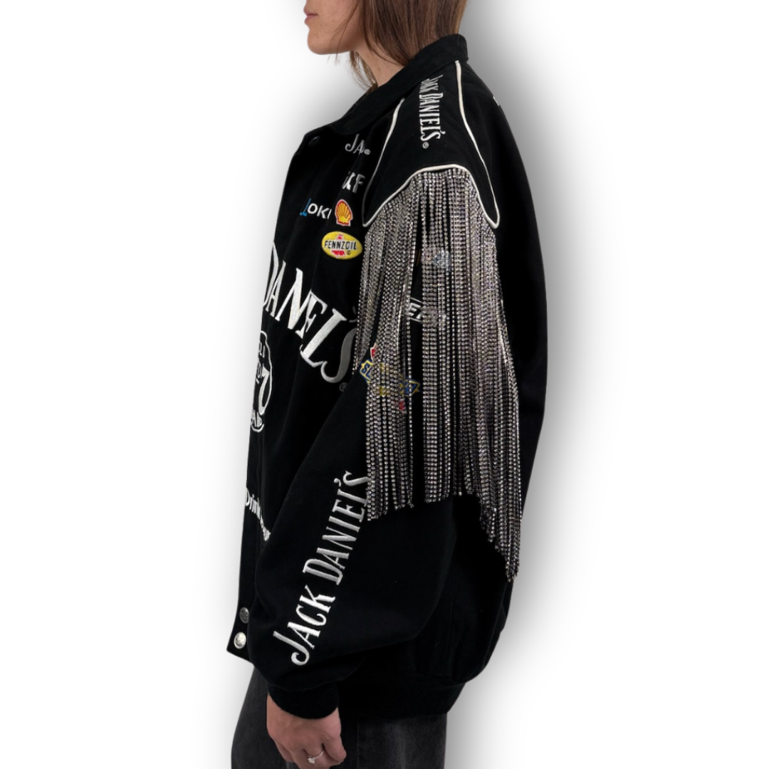 VINTAGE RHINESTONE FRINGE RACING JACKET