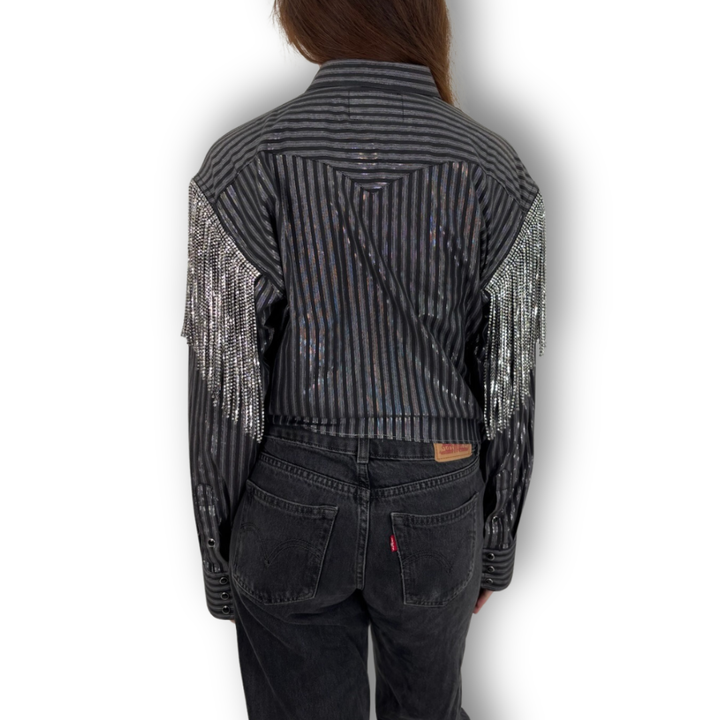 VINTAGE RHINESTONE TIE TOP