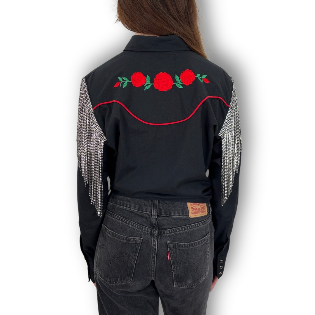 VINTAGE RHINESTONE TIE TOP