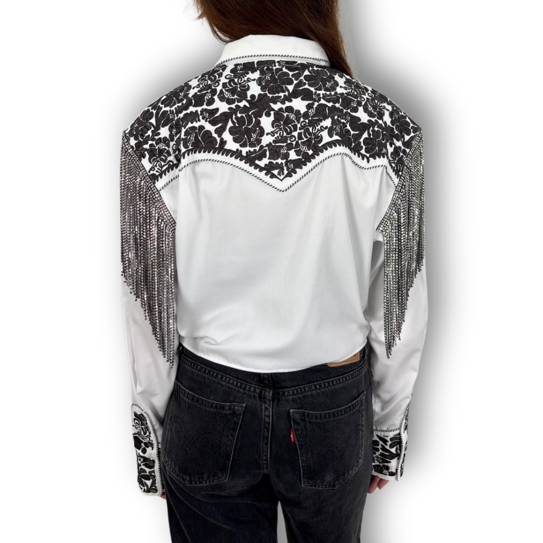VINTAGE RHINESTONE TIE TOP