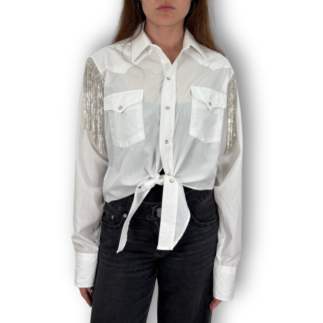 VINTAGE RHINESTONE TIE TOP