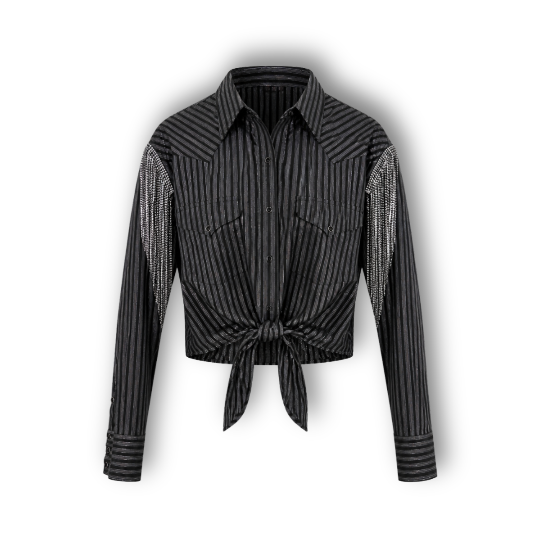 VINTAGE RHINESTONE TIE TOP