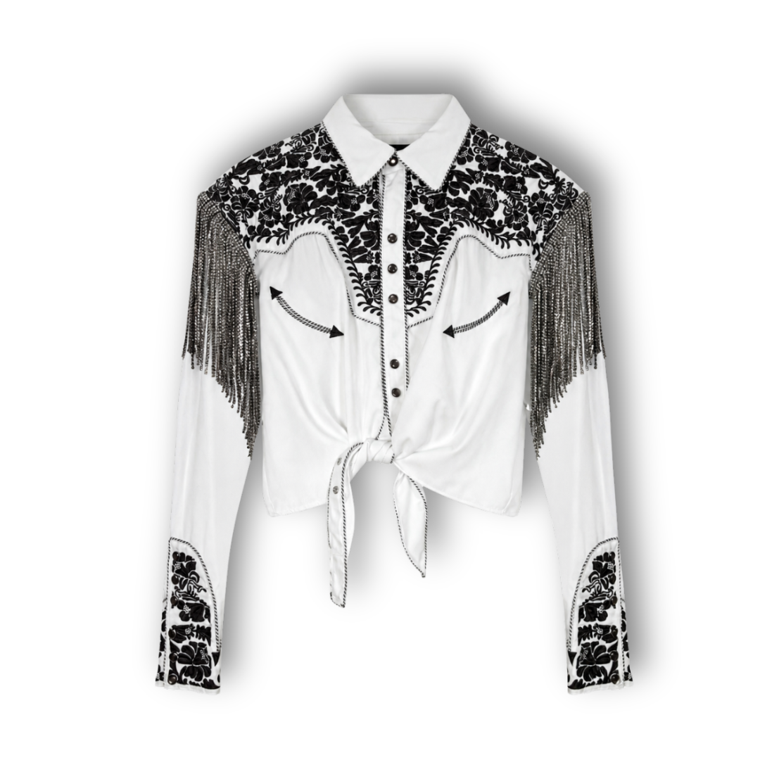 VINTAGE RHINESTONE TIE TOP