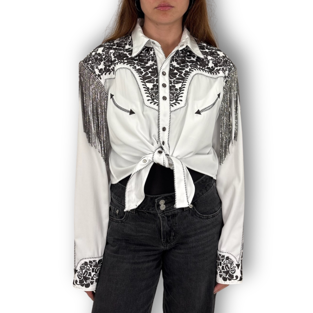 VINTAGE RHINESTONE TIE TOP