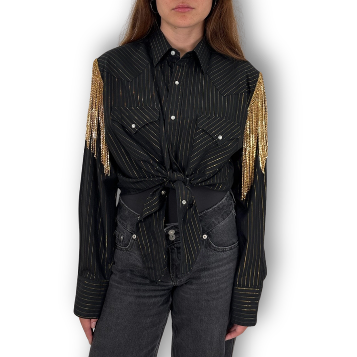 VINTAGE RHINESTONE TIE TOP