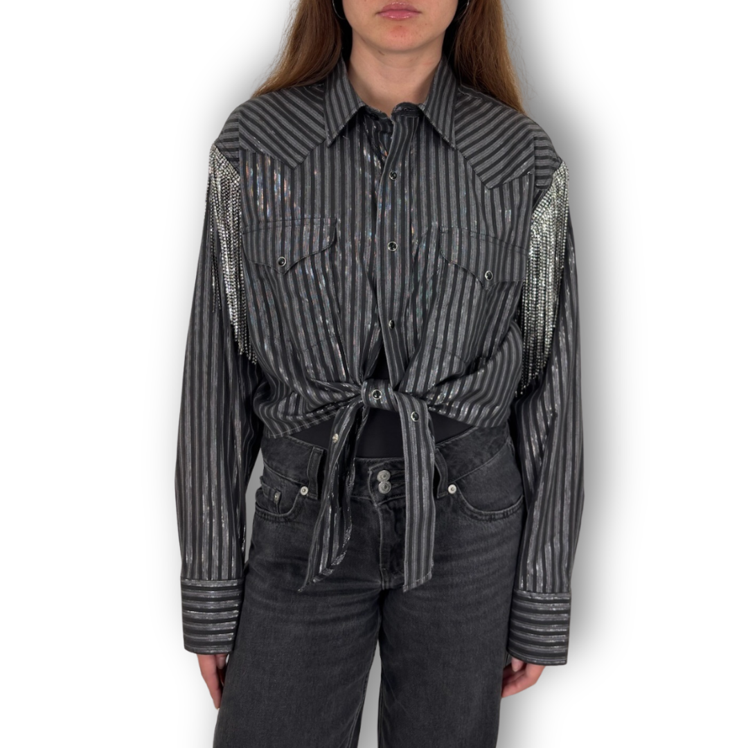 VINTAGE RHINESTONE TIE TOP