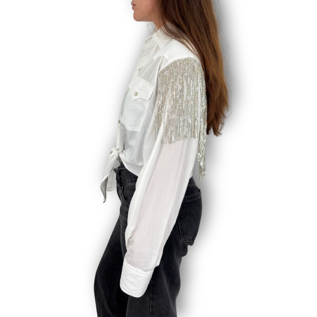VINTAGE RHINESTONE TIE TOP
