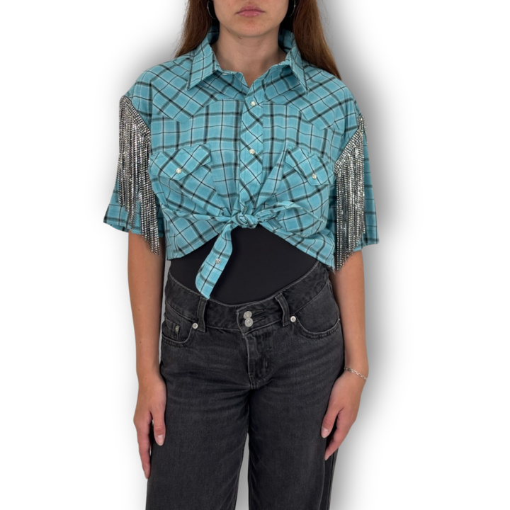 VINTAGE RHINESTONE TIE TOP