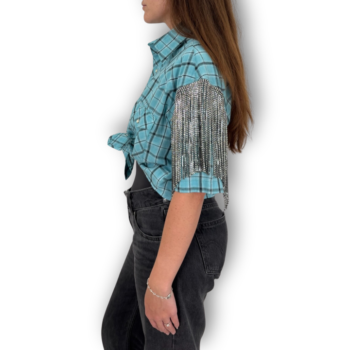 VINTAGE RHINESTONE TIE TOP