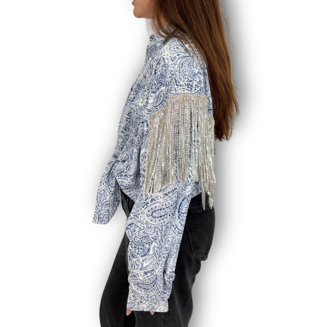 VINTAGE RHINESTONE TIE TOP