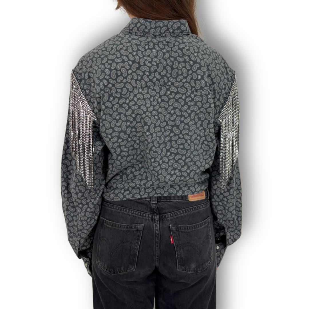 VINTAGE RHINESTONE TIE TOP