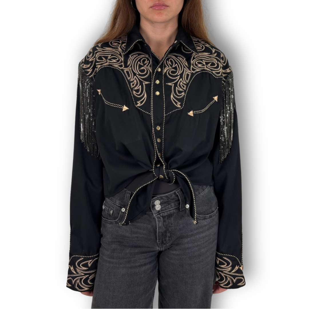 VINTAGE RHINESTONE TIE TOP
