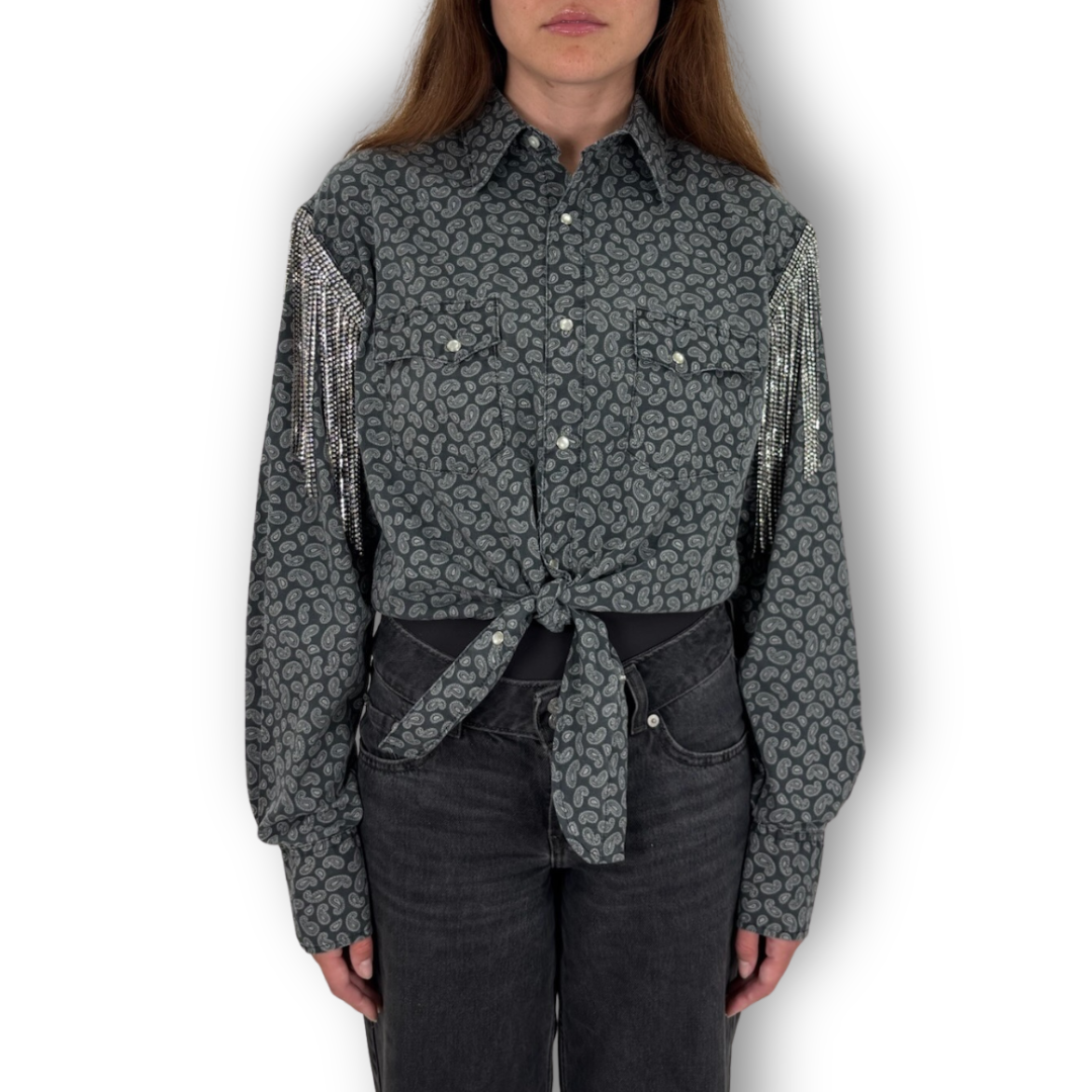 VINTAGE RHINESTONE TIE TOP