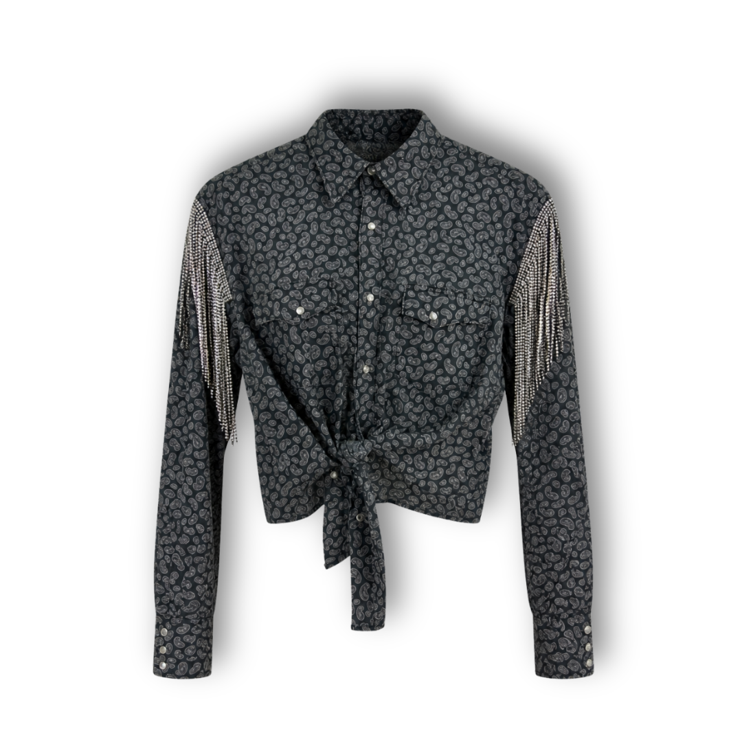 VINTAGE RHINESTONE TIE TOP