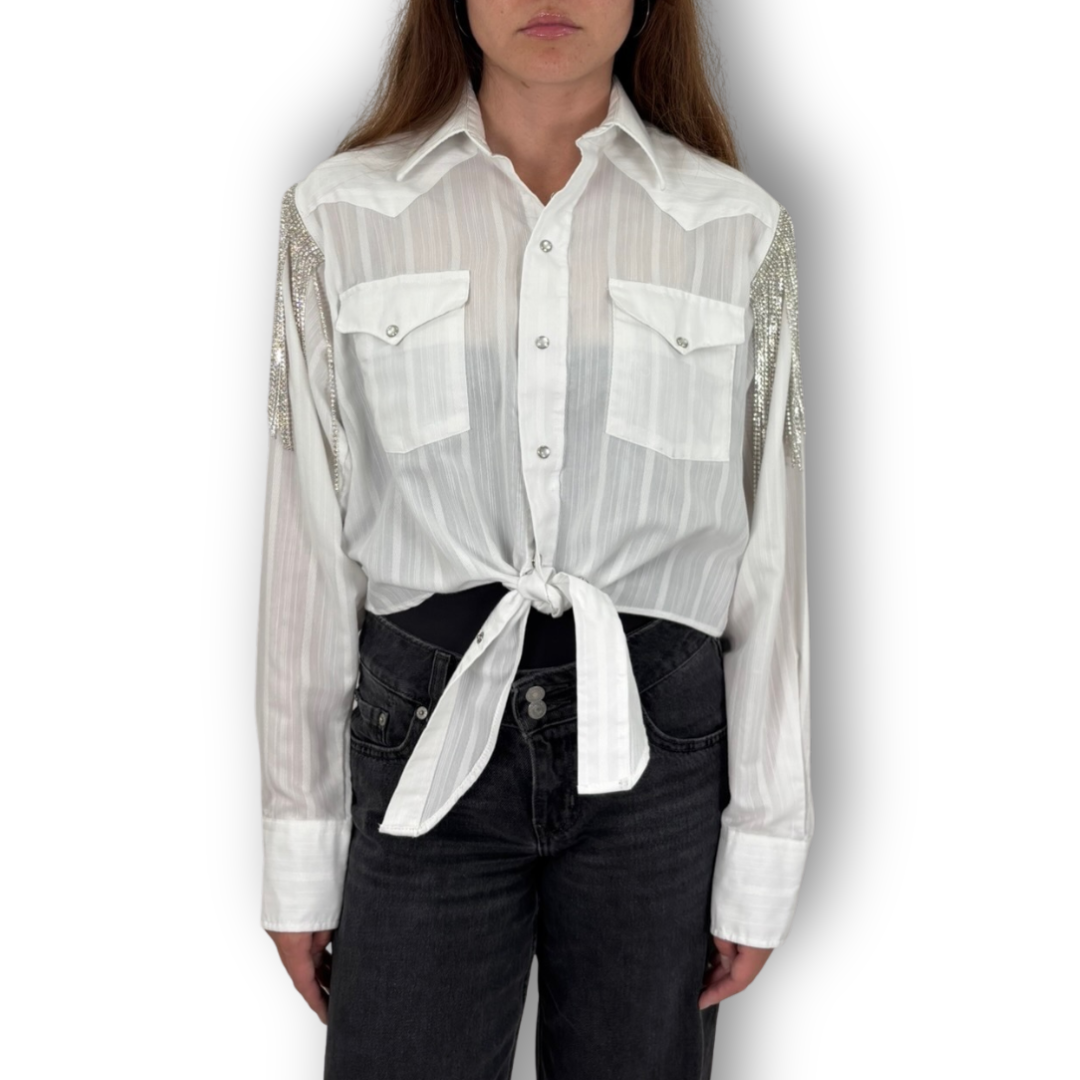 VINTAGE RHINESTONE TIE TOP
