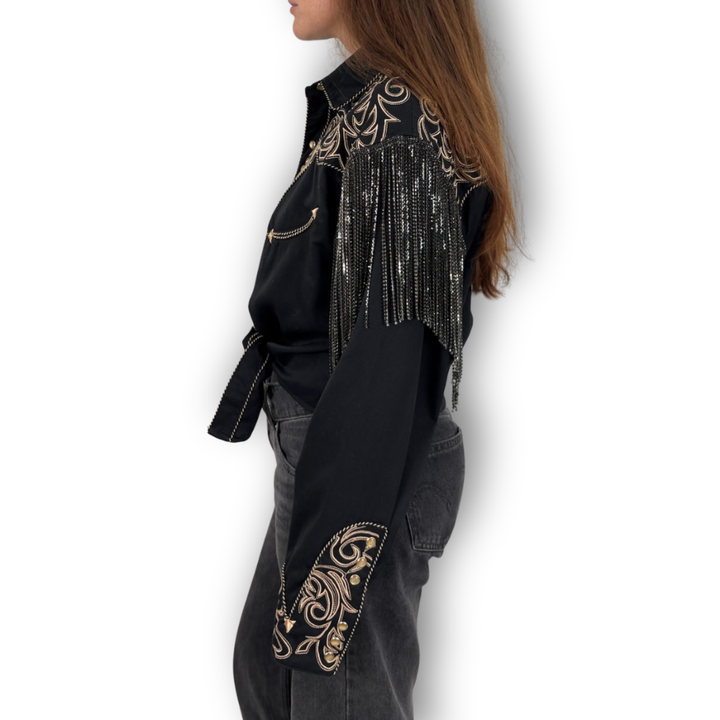 VINTAGE RHINESTONE TIE TOP