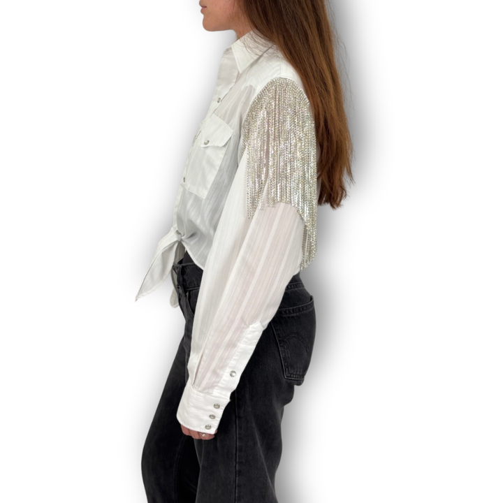 VINTAGE RHINESTONE TIE TOP