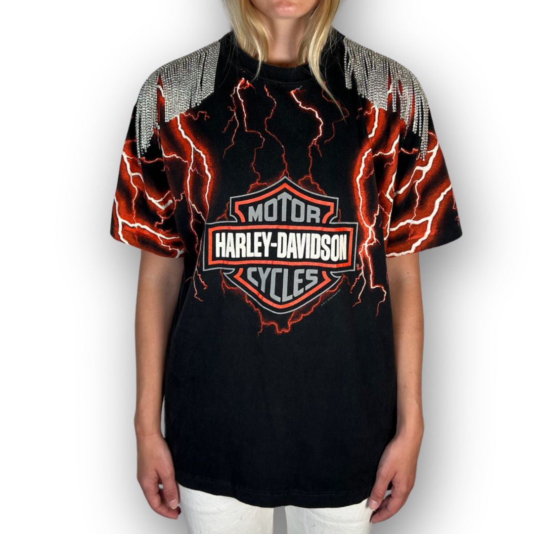 VINTAGE RHINESTONED HARLEY-DAVIDSON TSHIRT | MENS M