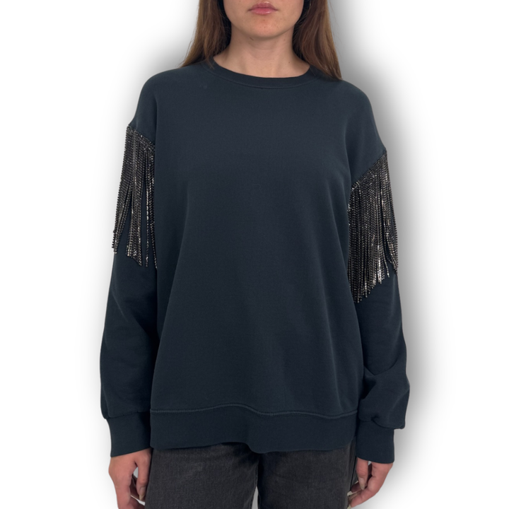 VINTAGE RHINESTONE FRINGE SWEATSHIRT