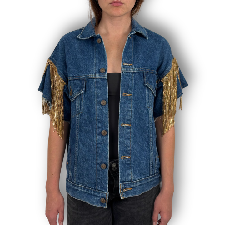 VINTAGE RHINESTONE FRINGE VEST