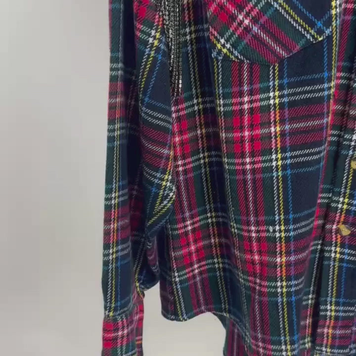 VINTAGE RHINESTONE FRINGE FLANNEL