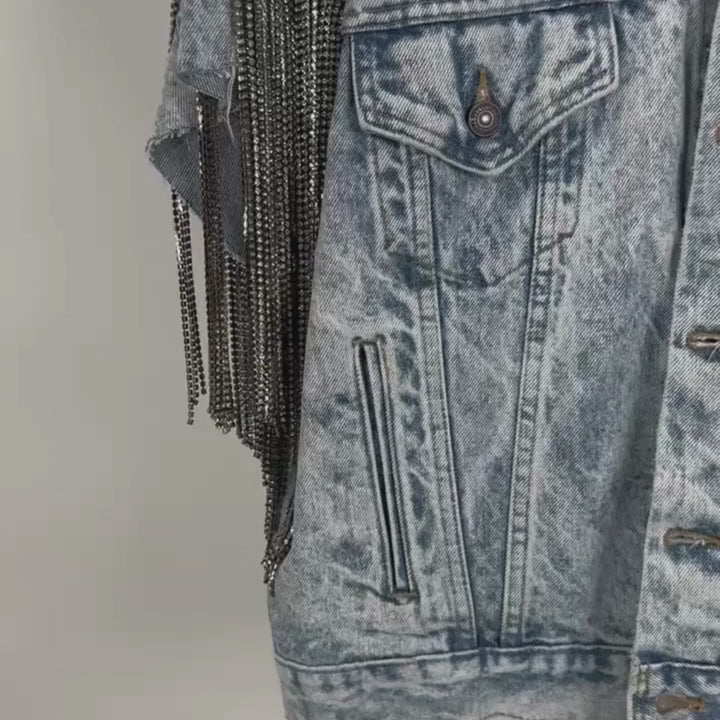 VINTAGE RHINESTONE FRINGE VEST