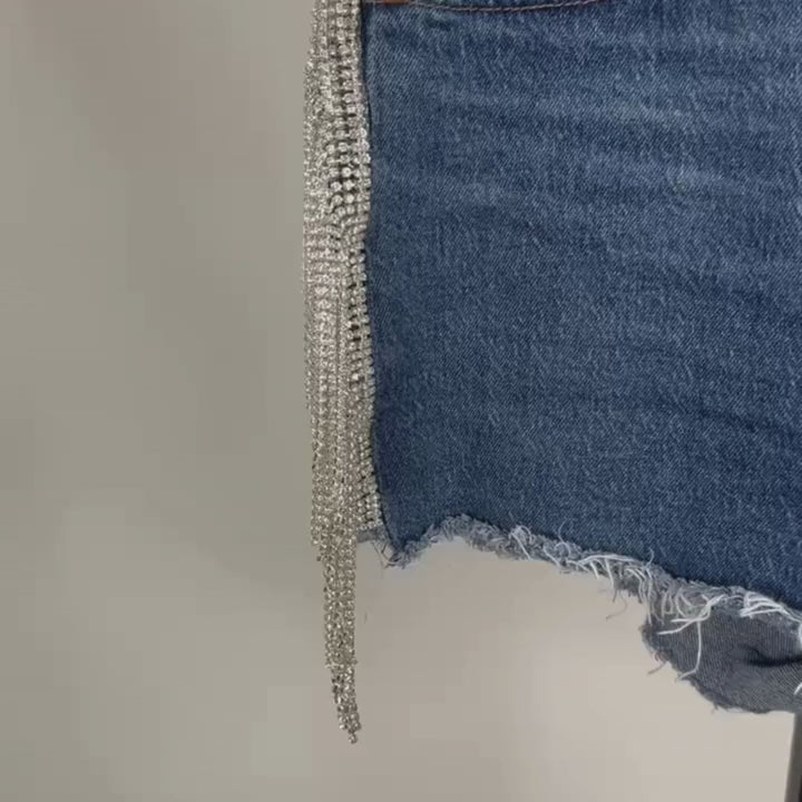 VINTAGE RHINESTONE FRINGE SHORTS