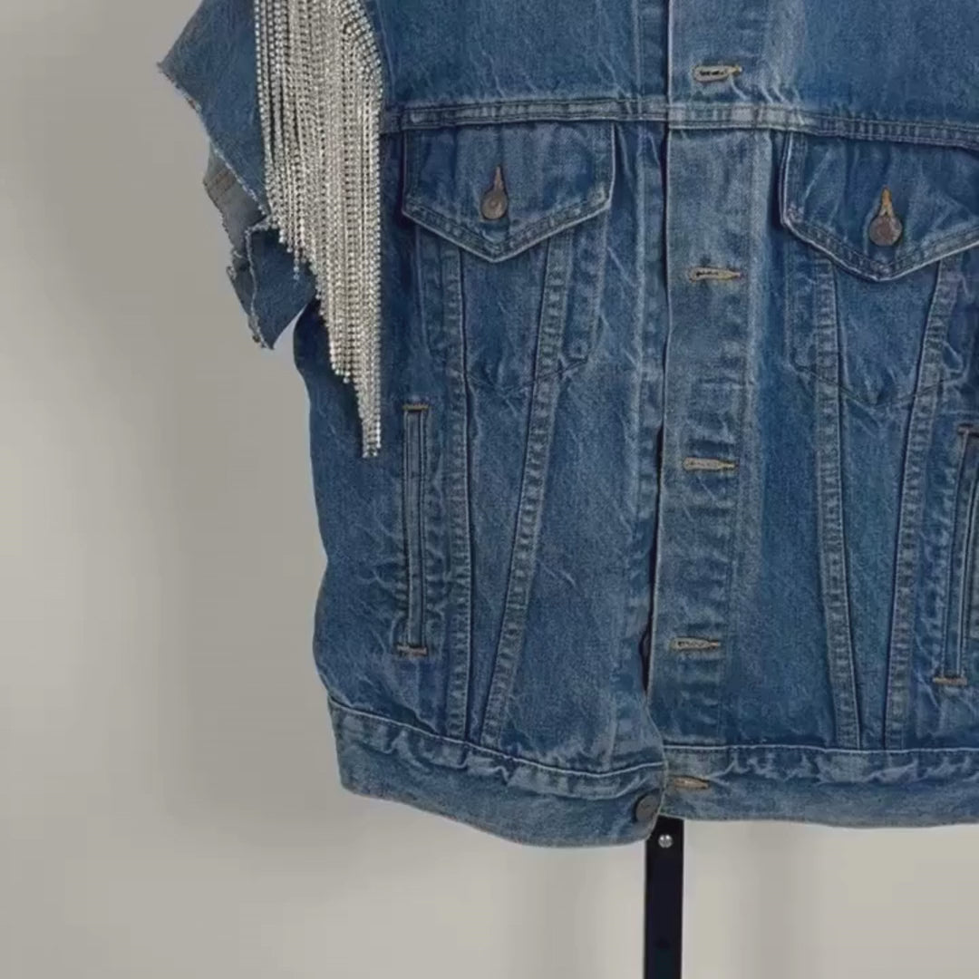 VINTAGE RHINESTONE FRINGE VEST