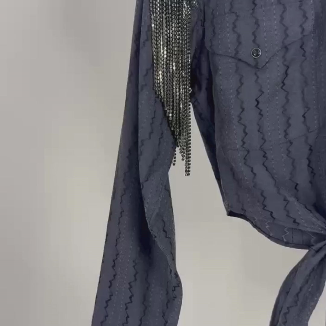 VINTAGE RHINESTONE TIE TOP