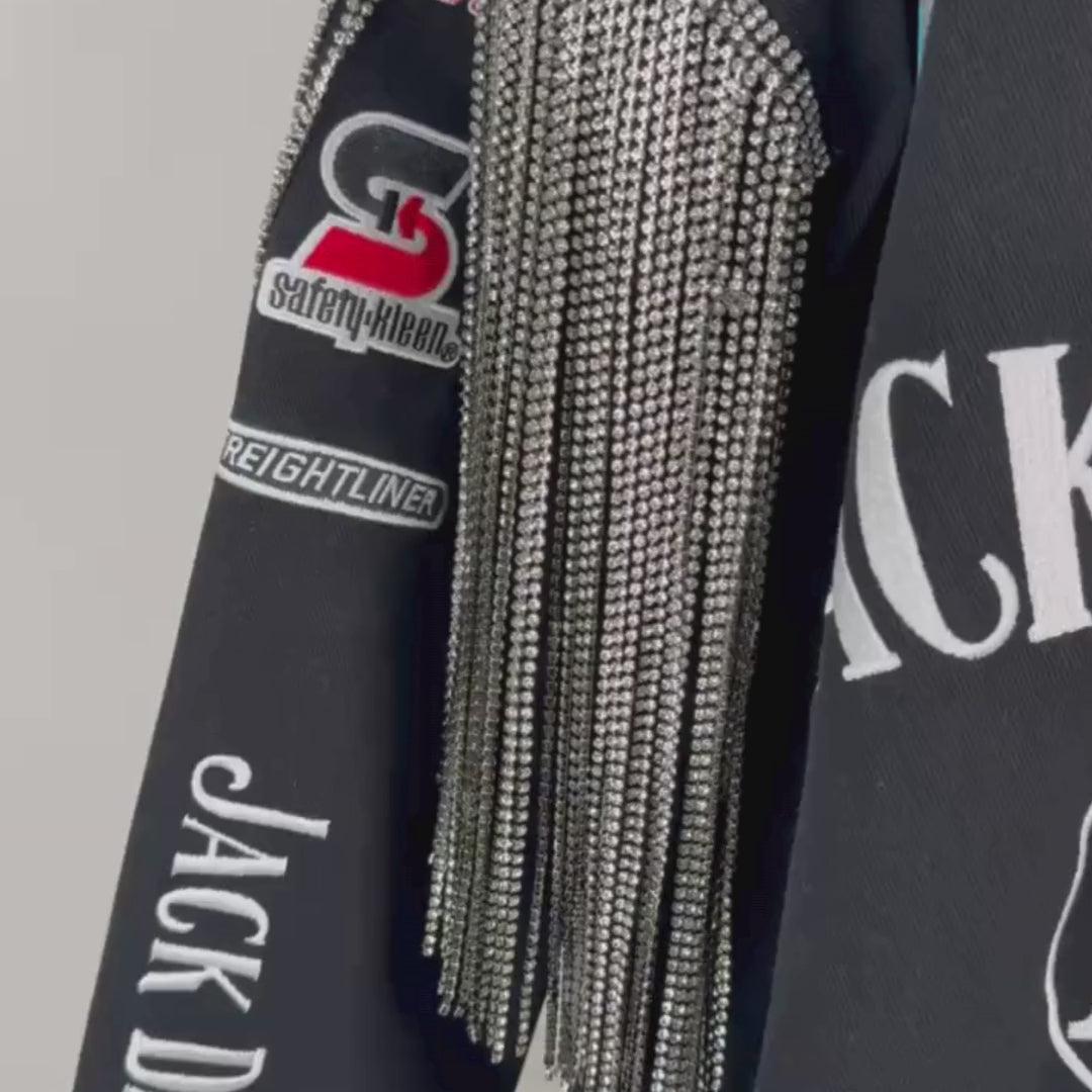 VINTAGE RHINESTONE FRINGE RACING JACKET