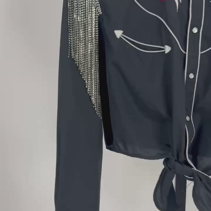 VINTAGE RHINESTONE TIE TOP