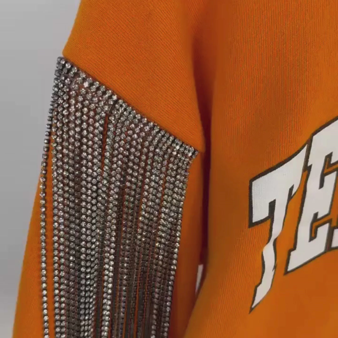 VINTAGE RHINESTONED FRINGE SWEATSHIRT