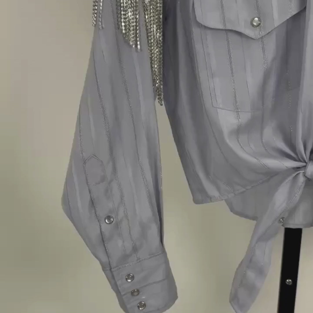 VINTAGE RHINESTONE TIE TOP