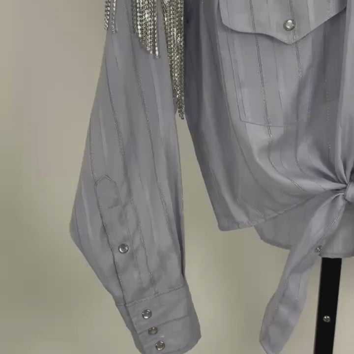 VINTAGE RHINESTONE TIE TOP