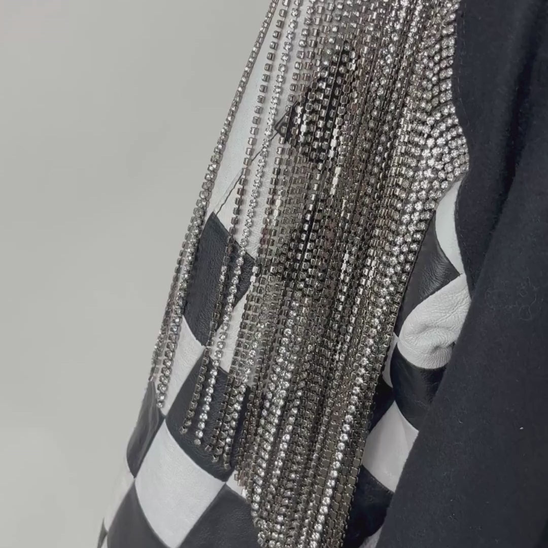 VINTAGE RHINESTONE FRINGE RACING JACKET